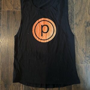 Pure Barre Black Muscle Tee with Orange Logo